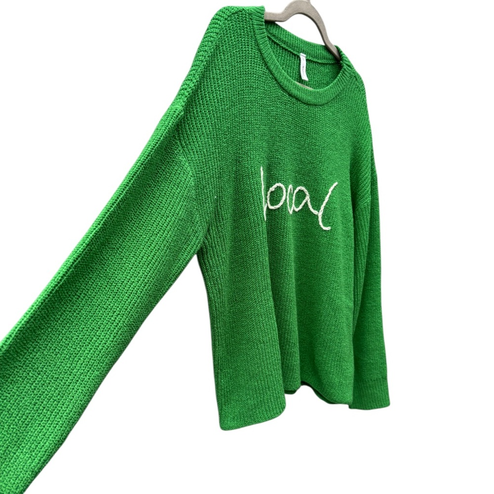 Wishlist Green “Local” Knit Boutique Sweater | Size M | Cozy Statement Pullover - Picture 6 of 9
